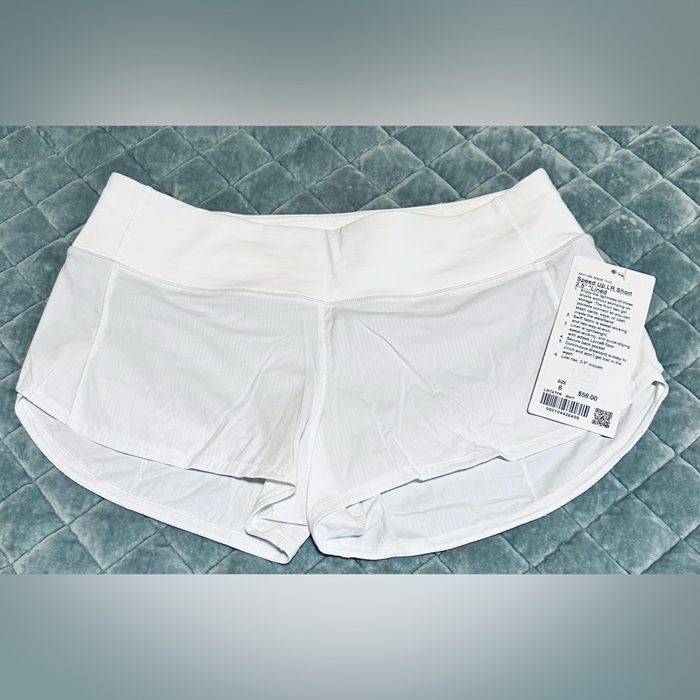 LULULEMON speed up shorts-white, size 6
